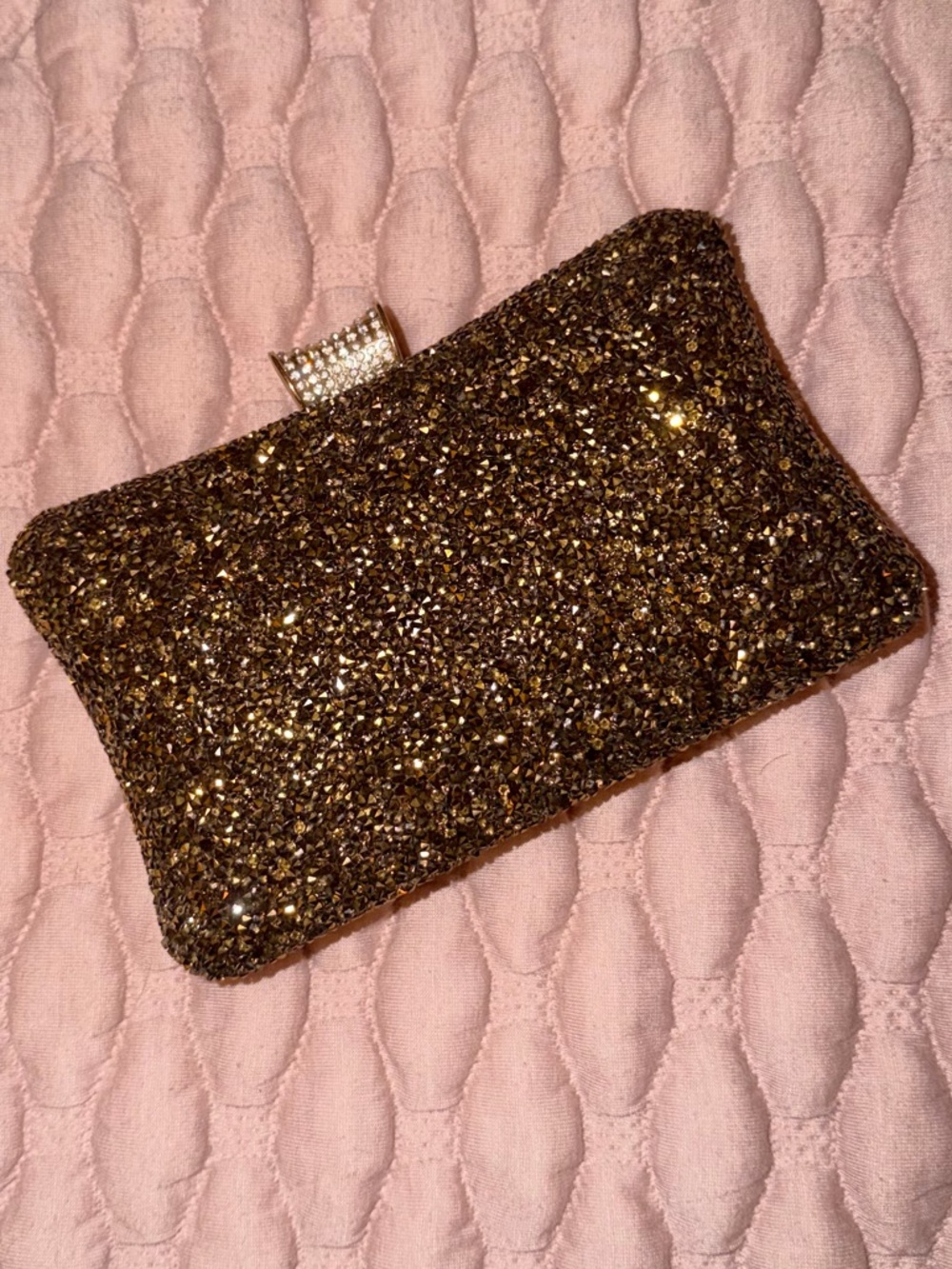 Natasha Couture Glitter Evening Clutch Bag in Gold
